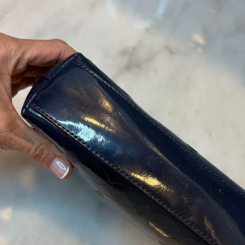 Coach Signature Logo Embossed Vinyl Domed Cosmetic Case Toiletry Bag Clutch HTF